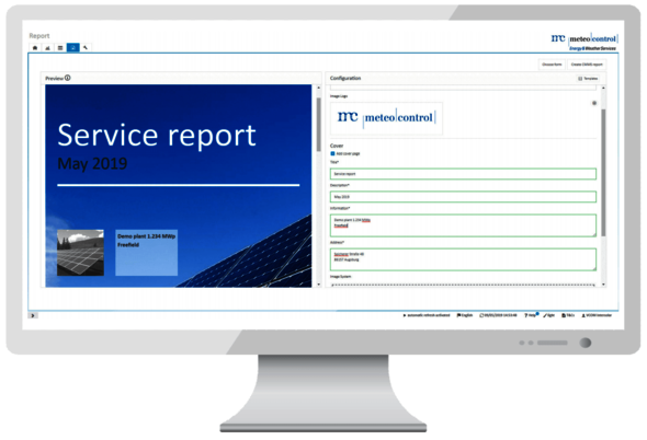 service report in VCOM CMMS on screen