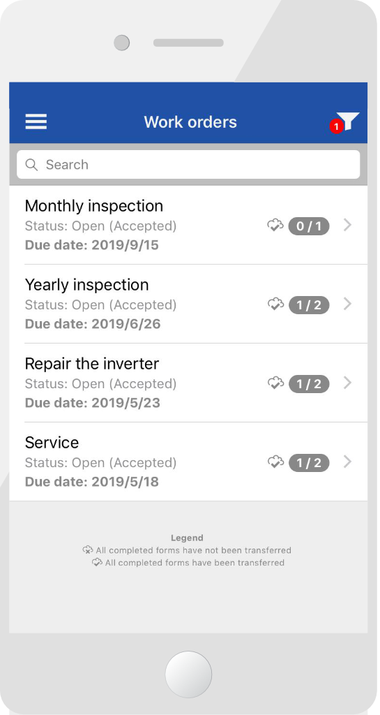meteocontrol VCOM CMMS app VCOM CMMS app on mobile device