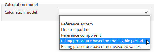 screenshot: calculation model for billing procedure